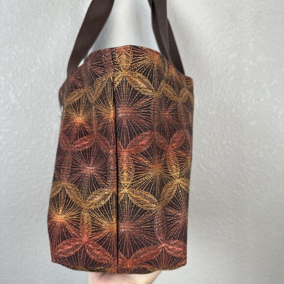 Maruca Treasure Tote Shoulder Bag Purse Open Top Recycled Fabric Brown Medallion - Picture 5 of 9